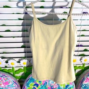 White House Black Market cashew tan camisole with built in shelf bra